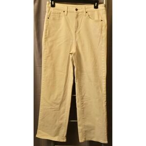 Chico's High Rise Straight Leg Jeans Cream Off-White Size 2R US 12R Stretch